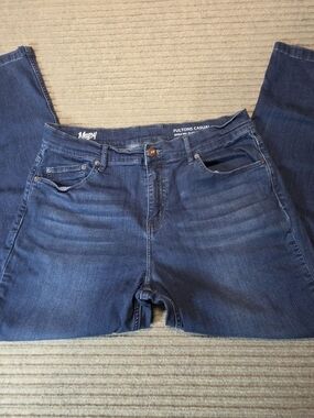 Mugsy Jeans Mens 34x30 Blue Fultons Taper 5 Pocket Straight Stretch Denim Dark
